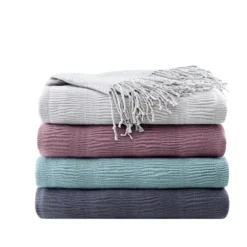 Ruched Throw Blanket With Fringe-Kirkland's Home Clearance