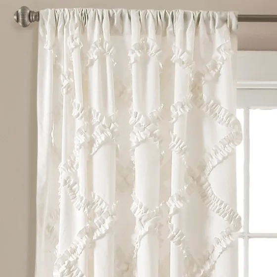 Ruffle Diamond Curtain Panel Set, 84 In.-Kirkland's Home Outlet