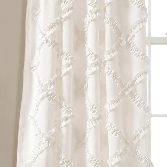 Ruffle Diamond Curtain Panel Set, 84 In.-Kirkland's Home Outlet