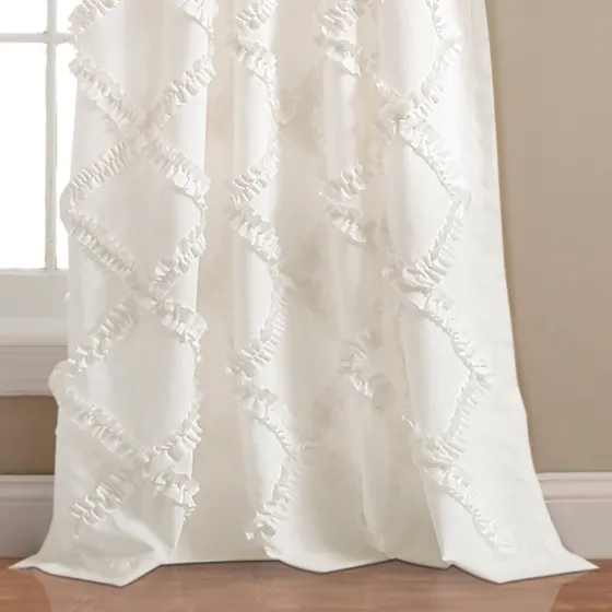 Ruffle Diamond Curtain Panel Set, 84 In.-Kirkland's Home Outlet