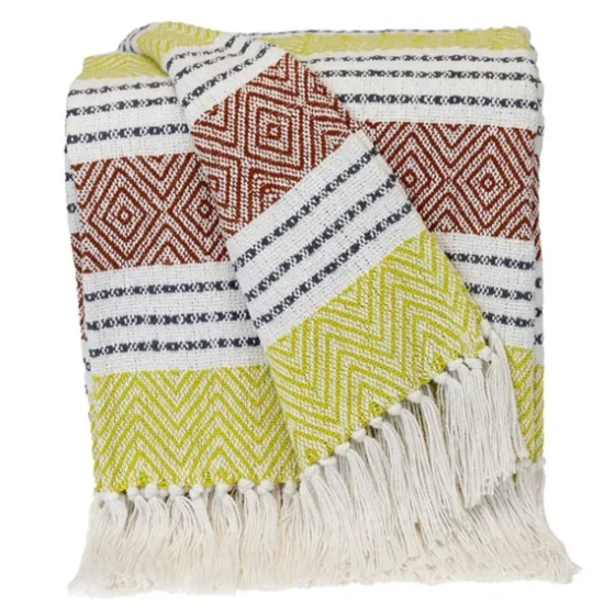 Rust And Neon Herringbone Multi Striped Throw-Kirkland's Home Cheap