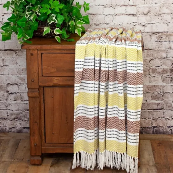 Rust And Neon Herringbone Multi Striped Throw-Kirkland's Home Cheap