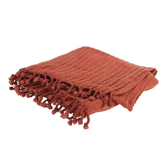 Rust Cable Knit Tassel Throw-Kirkland's Home Cheap
