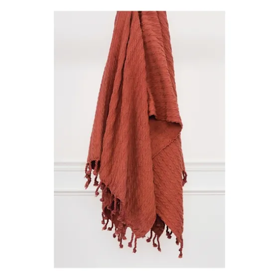Rust Cable Knit Tassel Throw-Kirkland's Home Cheap