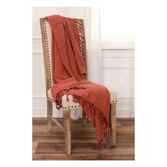 Rust Cable Knit Tassel Throw-Kirkland's Home Cheap