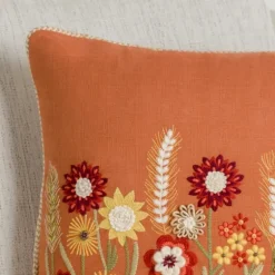 Rust Embroidered Floral Throw Pillow-Kirkland's Home Flash Sale
