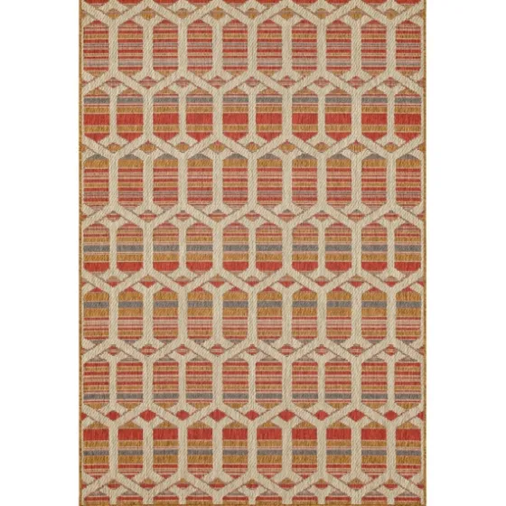 Rust Geo Ikat Outdoor Area Rug, 5X7-Kirkland's Home New