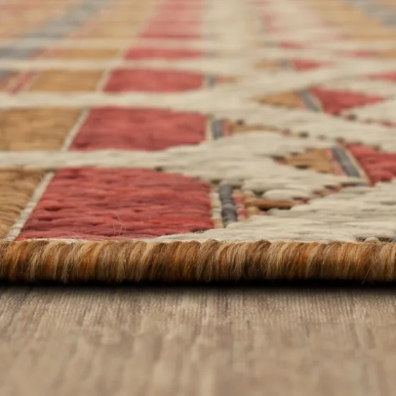 Rust Geo Ikat Outdoor Area Rug, 5X7-Kirkland's Home New
