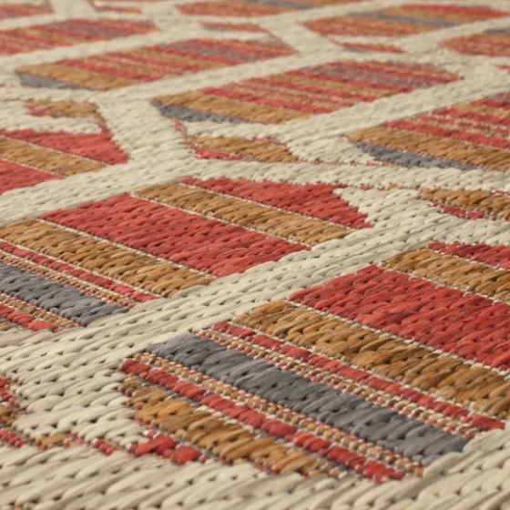 Rust Geo Ikat Outdoor Area Rug, 5X7-Kirkland's Home New