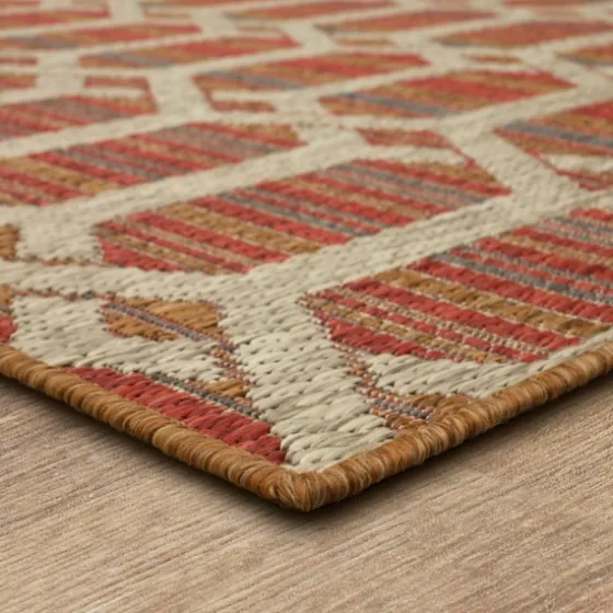 Rust Geo Ikat Outdoor Area Rug, 5X7-Kirkland's Home New
