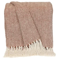 Rust Hand Loomed Herringbone Throw-Kirkland's Home Fashion
