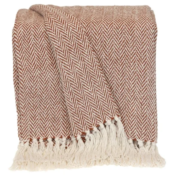 Rust Hand Loomed Herringbone Throw-Kirkland's Home Fashion