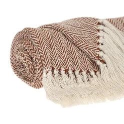 Rust Hand Loomed Herringbone Throw-Kirkland's Home Fashion