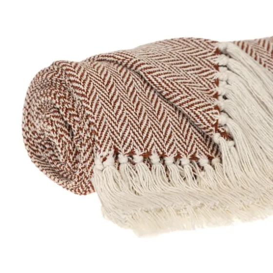 Rust Hand Loomed Herringbone Throw-Kirkland's Home Fashion