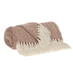 Rust Hand Loomed Herringbone Throw-Kirkland's Home Fashion
