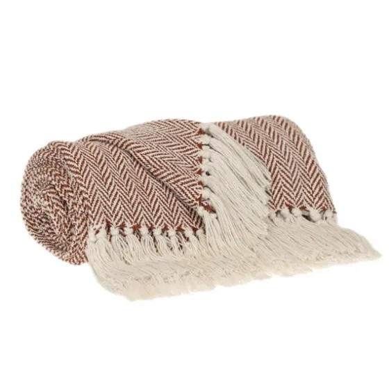Rust Hand Loomed Herringbone Throw-Kirkland's Home Fashion