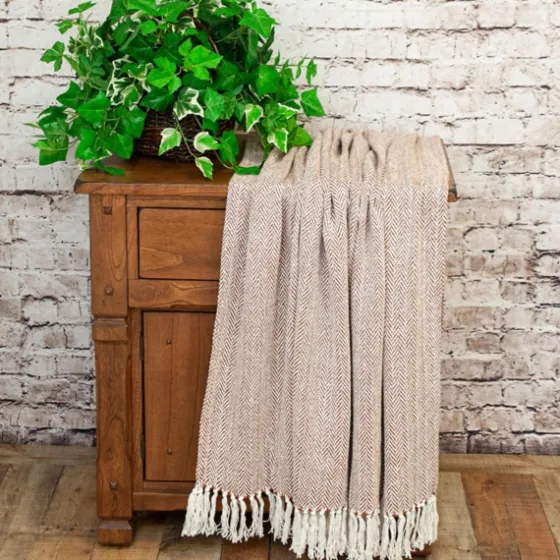 Rust Hand Loomed Herringbone Throw-Kirkland's Home Fashion