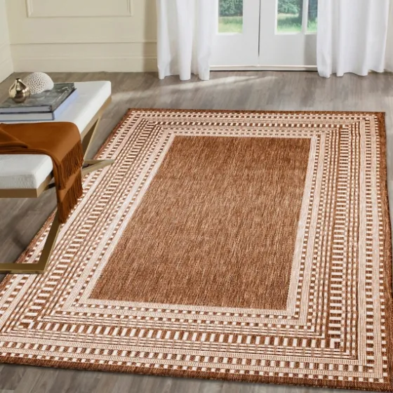 Rust Linear Macy Indoor/Outdoor Area Rug, 4X7-Kirkland's Home Cheap