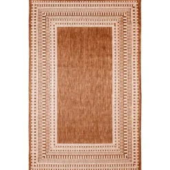 Rust Linear Macy Indoor/Outdoor Area Rug, 7X9-Kirkland's Home Outlet