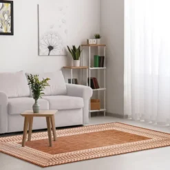 Rust Linear Macy Indoor/Outdoor Area Rug, 7X9-Kirkland's Home Outlet