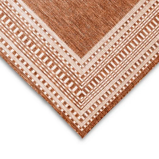 Rust Linear Macy Indoor/Outdoor Area Rug, 7X9-Kirkland's Home Outlet