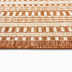 Rust Linear Macy Indoor/Outdoor Area Rug, 7X9-Kirkland's Home Outlet