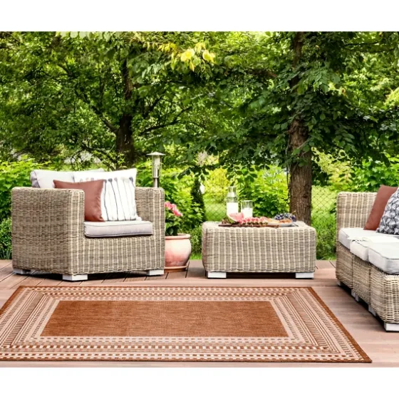 Rust Linear Macy Indoor/Outdoor Area Rug, 6X9-Kirkland's Home Sale