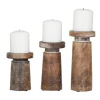 Rust Rustic Mango Wood 3-Pc. Candle Holder Set-Kirkland's Home New