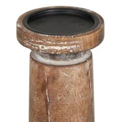 Rust Rustic Mango Wood 3-Pc. Candle Holder Set-Kirkland's Home New