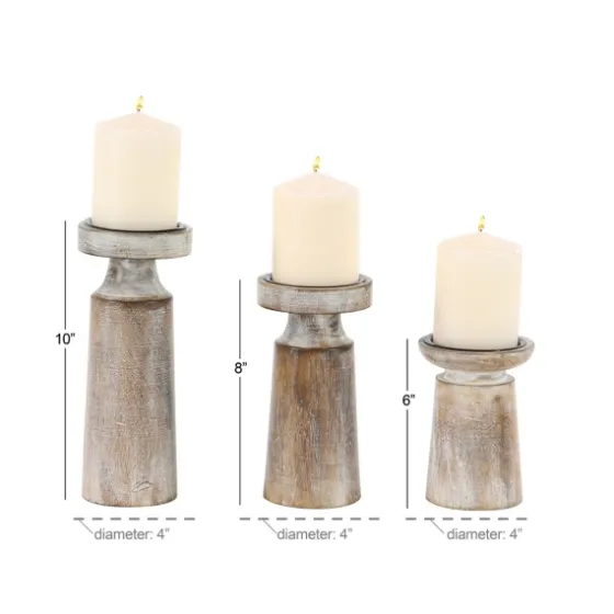 Rust Rustic Mango Wood 3-Pc. Candle Holder Set-Kirkland's Home New