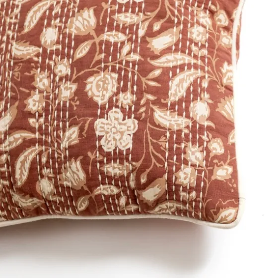 Rust Stitched Blossoms Pillow-Kirkland's Home Store