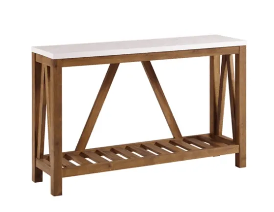 Rustic A-Frame Marble And Walnut Console Table-Kirkland's Home Clearance