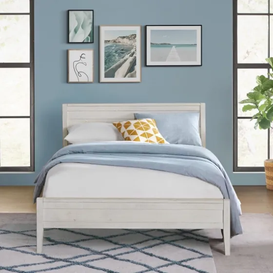 Rustic Eggshell Wood Panel Full Bed Frame-Kirkland's Home Sale