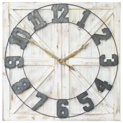 Rustic Farmhouse White Square Wall Clock-Kirkland's Home Clearance
