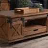 Rustic Fir Wood Rolling Barn Door Coffee Table-Kirkland's Home Flash Sale