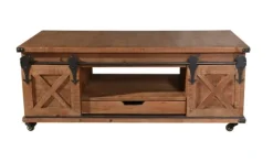 Rustic Fir Wood Rolling Barn Door Coffee Table-Kirkland's Home Flash Sale