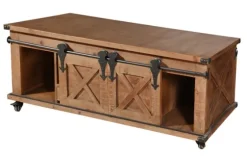 Rustic Fir Wood Rolling Barn Door Coffee Table-Kirkland's Home Flash Sale
