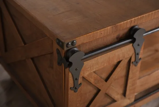 Rustic Fir Wood Rolling Barn Door Coffee Table-Kirkland's Home Flash Sale