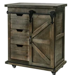 Rustic Fir Wood Rolling Barn Door Cabinet-Kirkland's Home Store