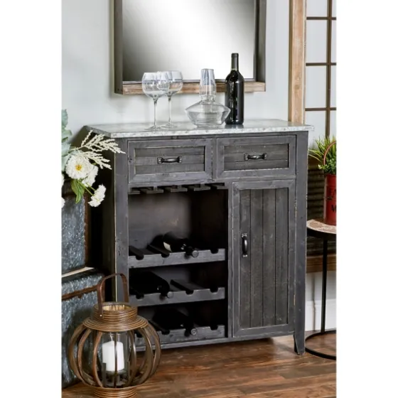 Rustic Galvanized Top Wine Cabinet-Kirkland's Home Hot