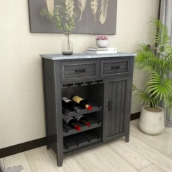 Rustic Galvanized Top Wine Cabinet-Kirkland's Home Hot
