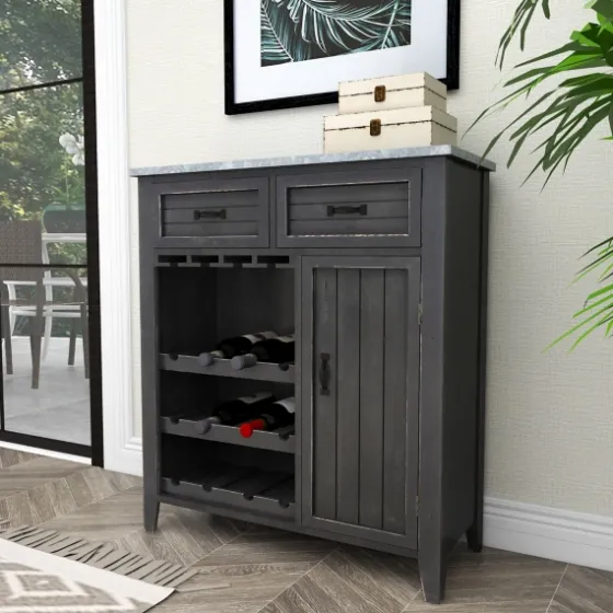 Rustic Galvanized Top Wine Cabinet-Kirkland's Home Hot