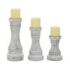 Rustic Gray Carved 3-Pc. Candle Holder Set-Kirkland's Home Hot