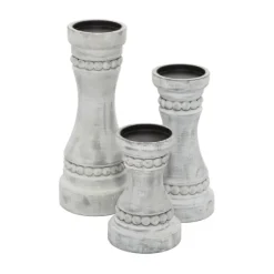 Rustic Gray Carved 3-Pc. Candle Holder Set-Kirkland's Home Hot