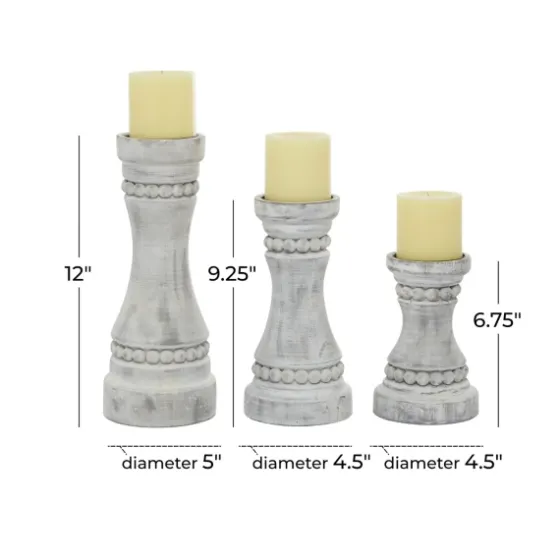 Rustic Gray Carved 3-Pc. Candle Holder Set-Kirkland's Home Hot
