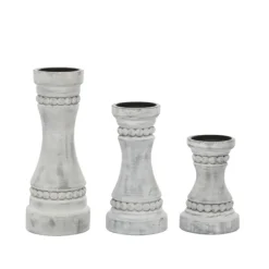 Rustic Gray Carved 3-Pc. Candle Holder Set-Kirkland's Home Hot