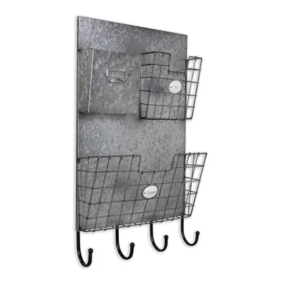 Rustic Gray Metal Wall Organizer-Kirkland's Home Fashion
