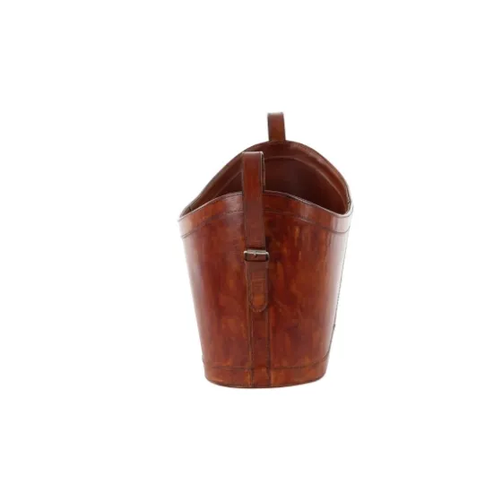 Rustic Leather Magazine Basket-Kirkland's Home Fashion