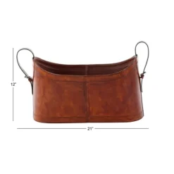 Rustic Leather Magazine Basket-Kirkland's Home Fashion