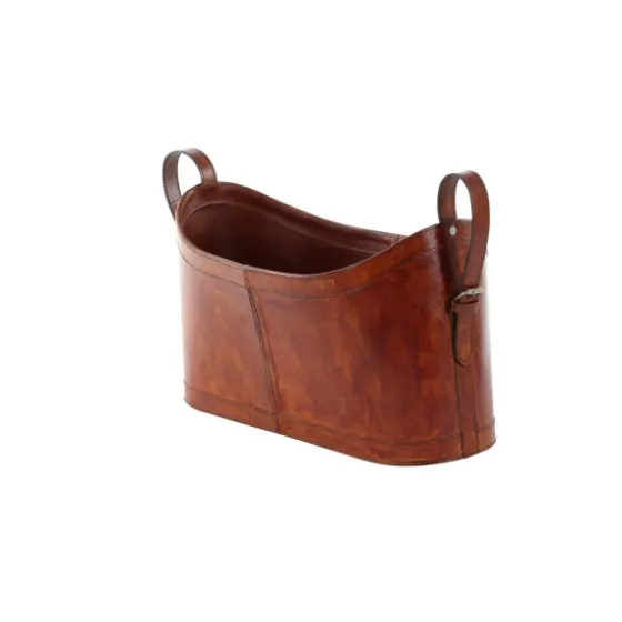 Rustic Leather Magazine Basket-Kirkland's Home Fashion